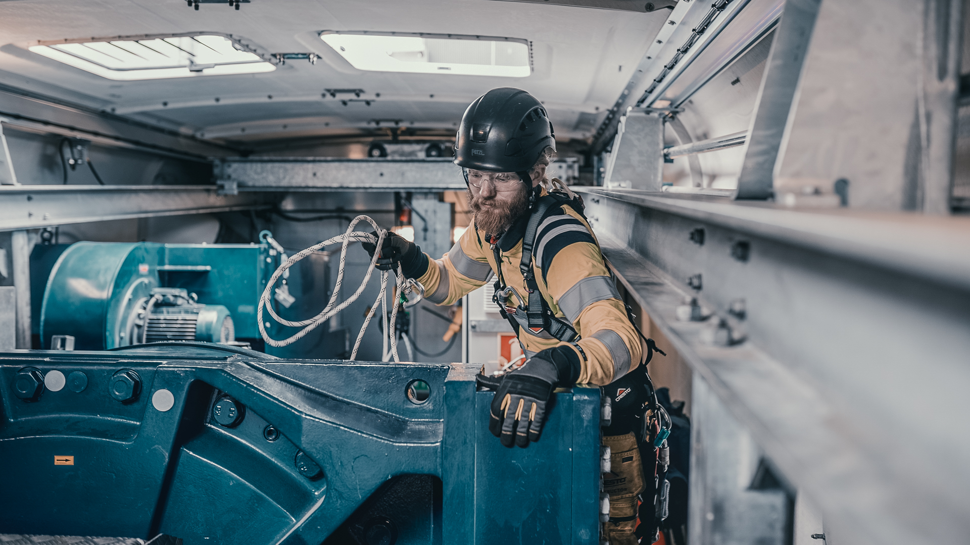 Wind turbine technician undertaking practical GWO training